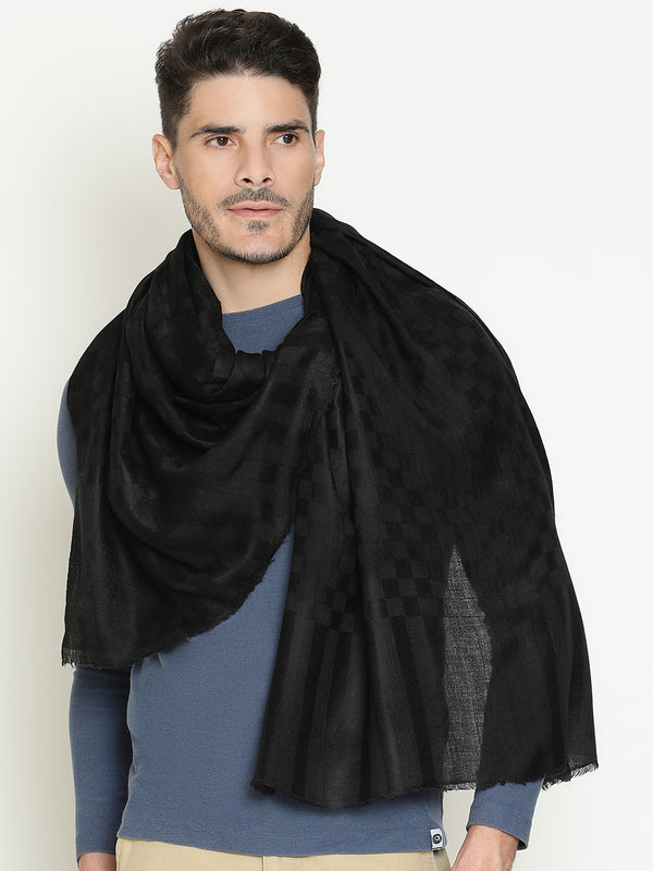 Black Checkered Weave wool muffler