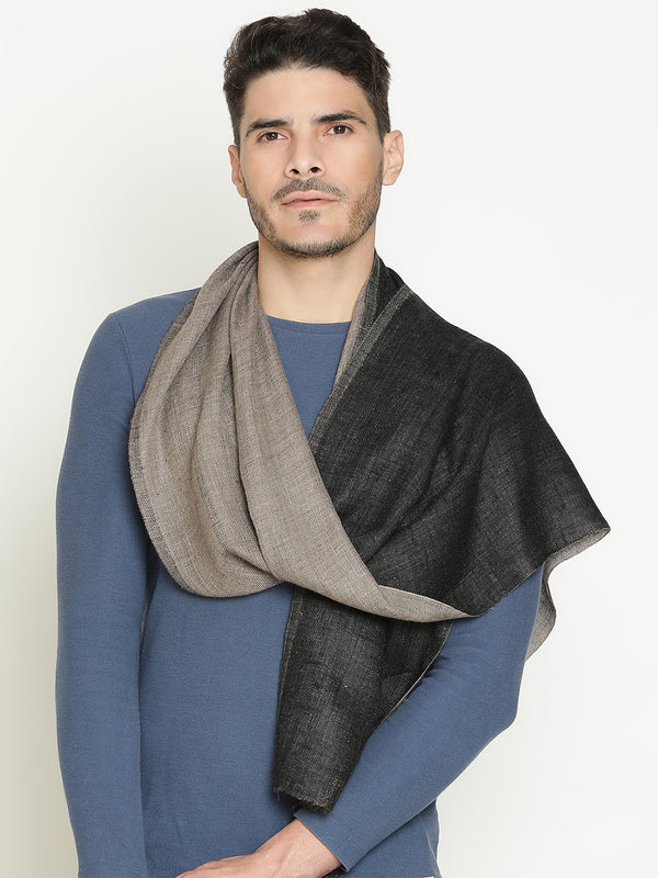 Reversible Grey Black wool muffler