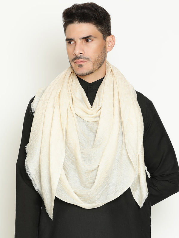 Ivory cashmere stole for men