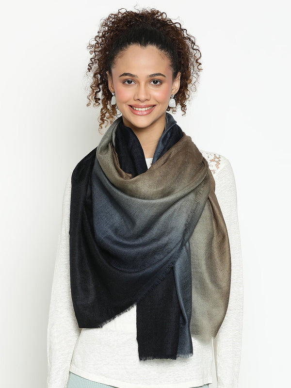 Grey Black Ombre Cashmere Stole
