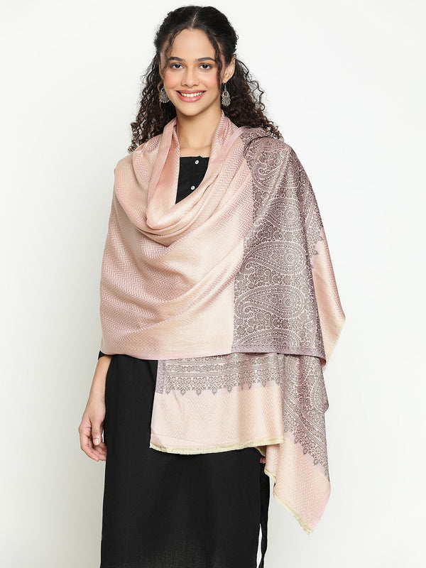 Pink Herringbone Weave Wool Stole