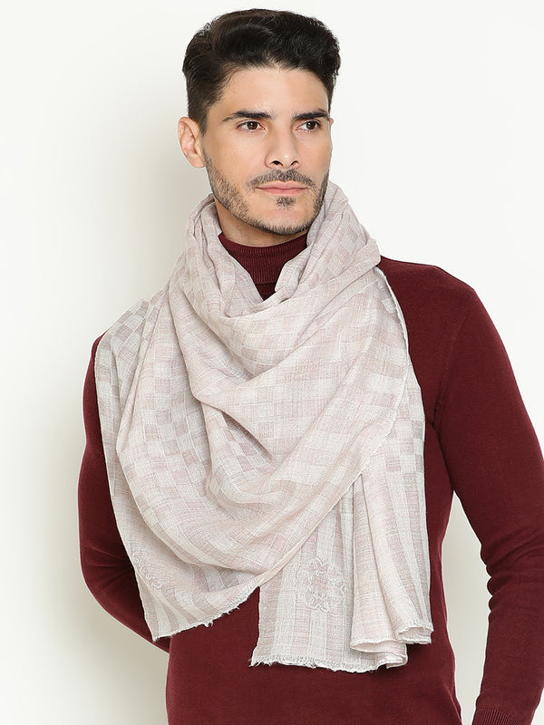 Ivory Checkered Weave wool muffler