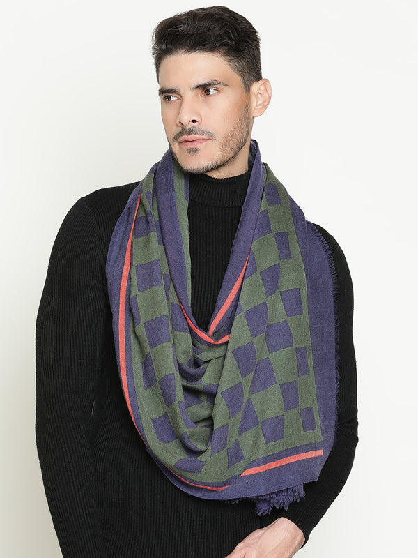 Green Navy Checks wool muffler