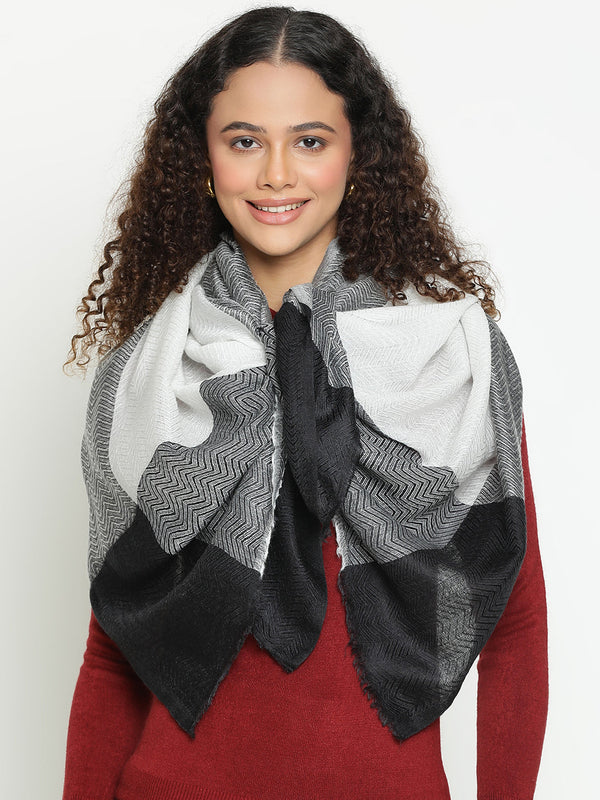 Black Herringbone Wool Stole
