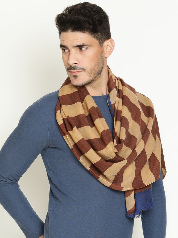 Caramel & Sand Striped wool stole