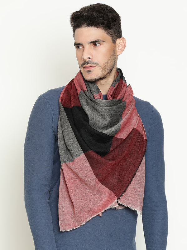 Red Big-Check wool stole