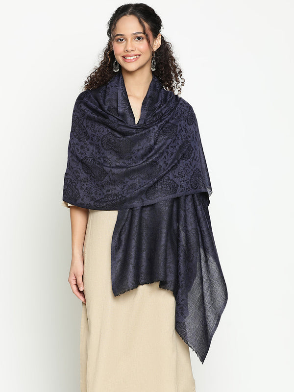 Paisley Navy Wool Scarf