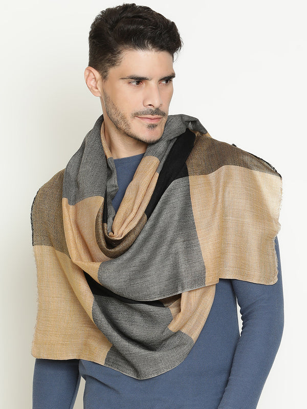 Mustard Big Check wool stole