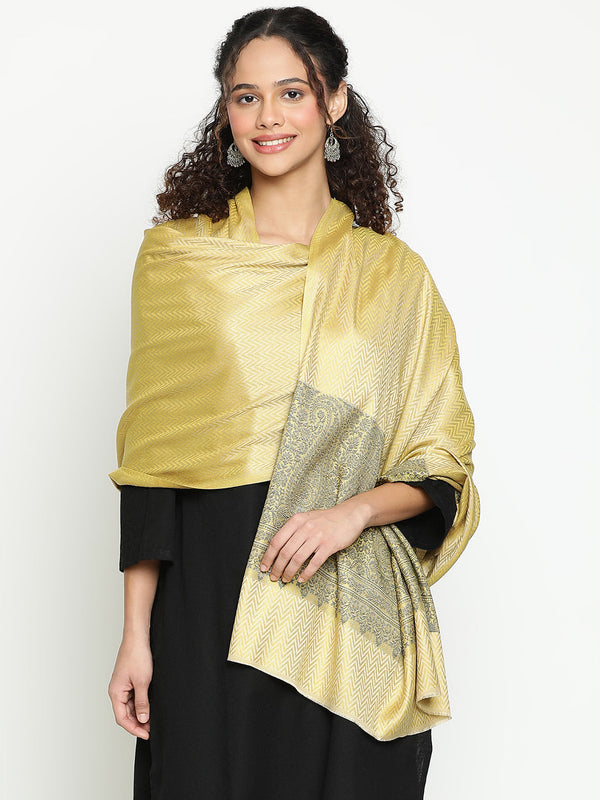 Yellow Herringbone Weave Wool Stole