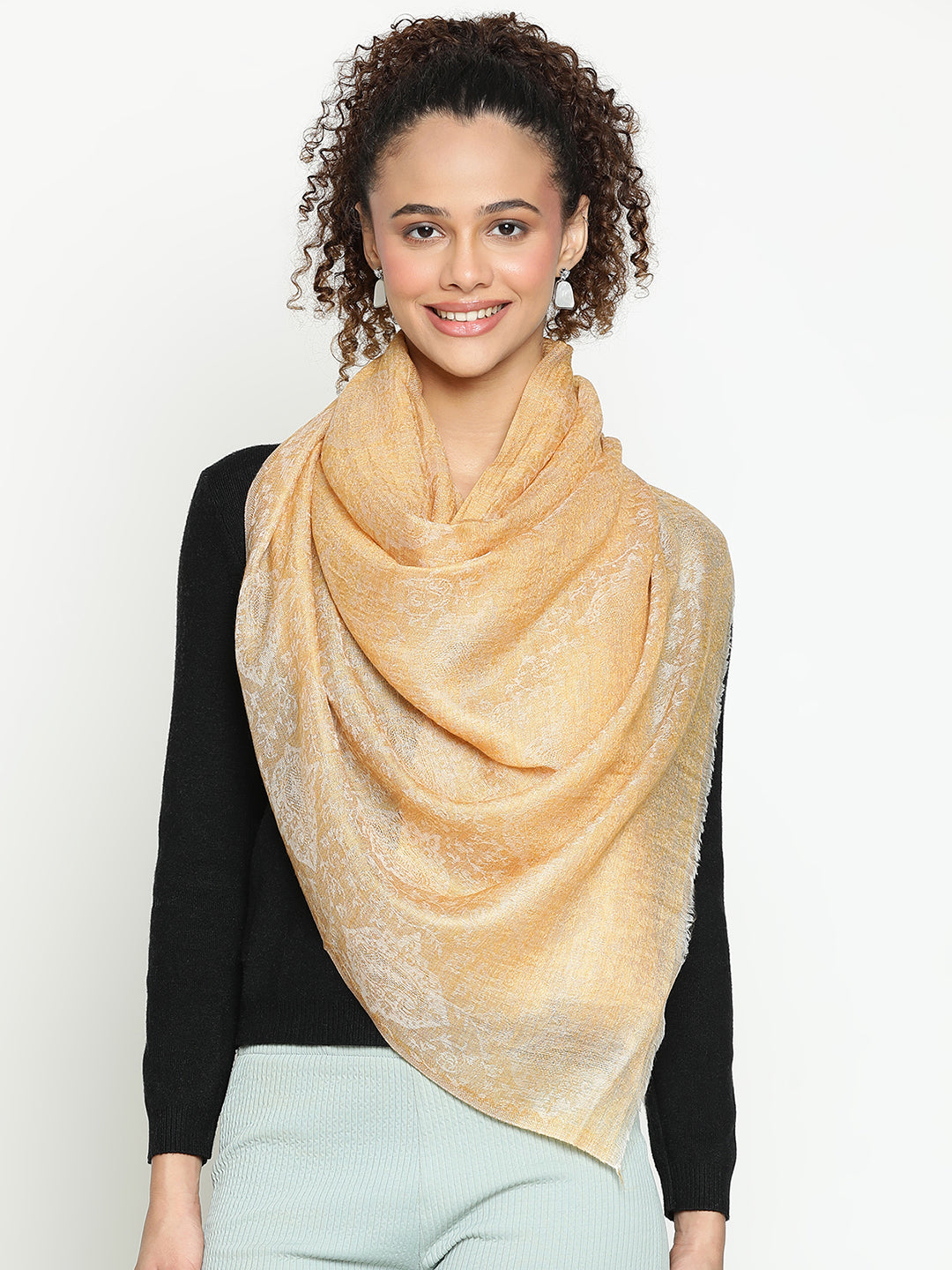 Timeless Wool-Blend Scarf – Paisley in Rich Contemporary Mustard Yellow Color