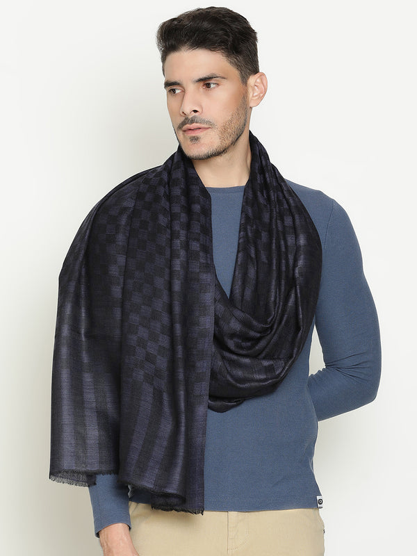 Blue Checkered Weave wool muffler
