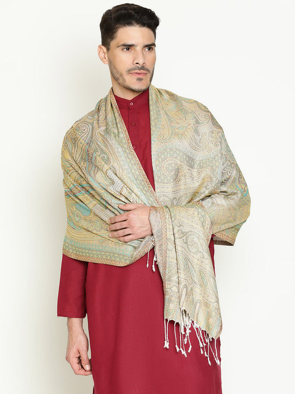 Paisley Light Green Wool Stole