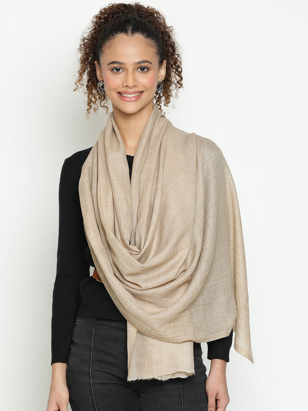 Beige Diamond Weave Wool Scarf