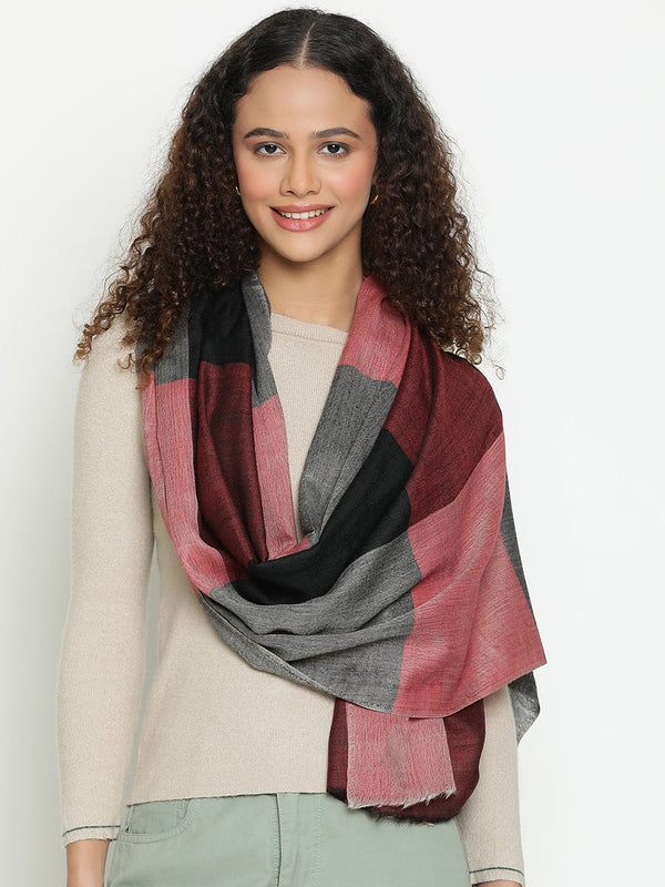 Big-Check Red Wool Stole