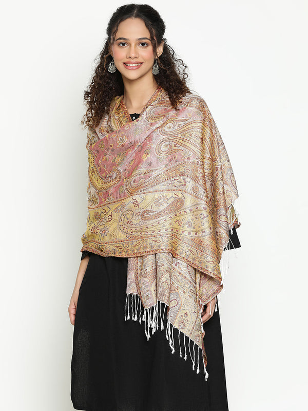Brown Printed Wool Scarf