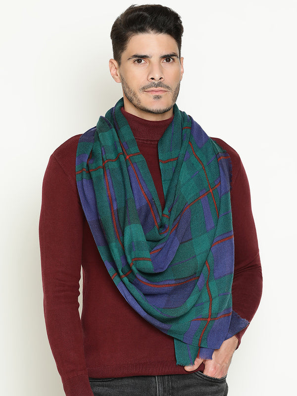 Navy Green Checks wool muffler