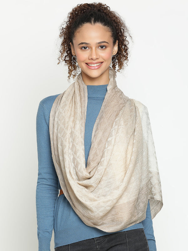 Beige Weave with Border cashmere stole