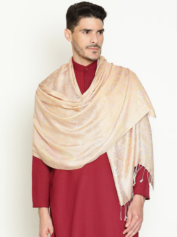 Paisley light yellow wool stole