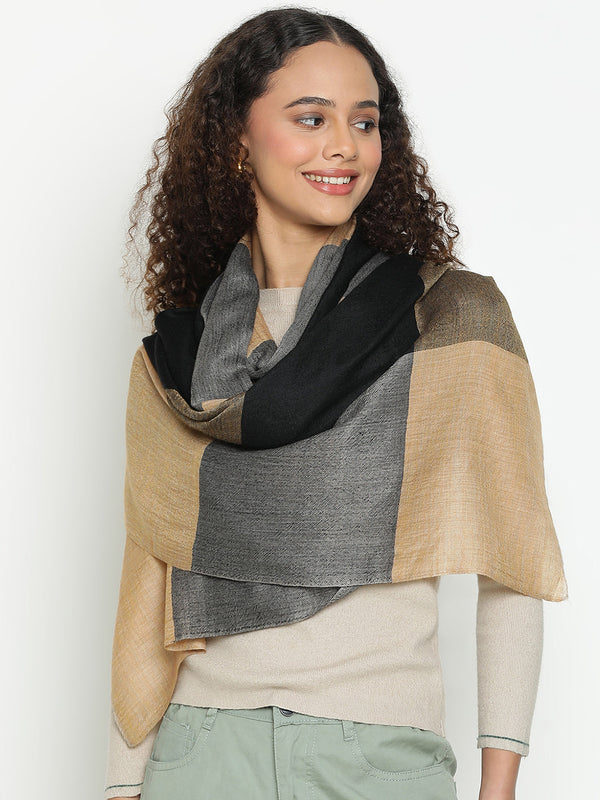Big-Check  Mustard Wool Stole