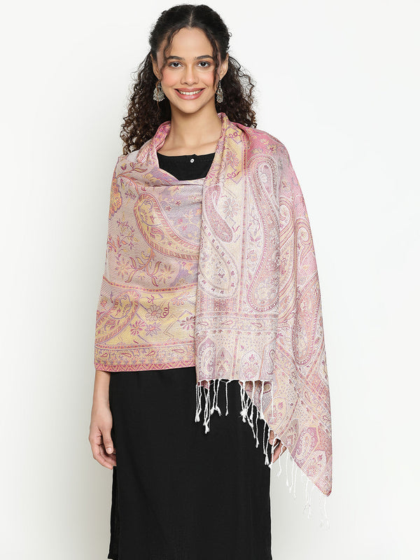 Printed Light Purple Wool Scarf