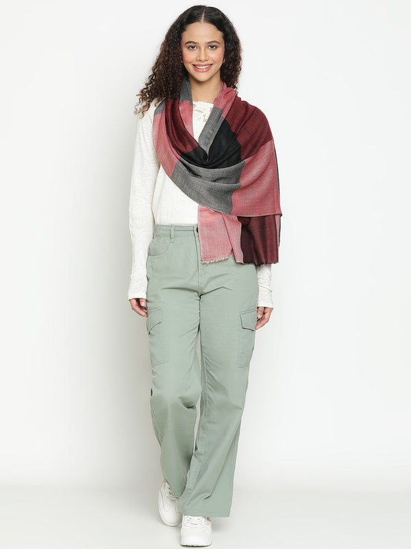 Big-Check Red Wool Stole
