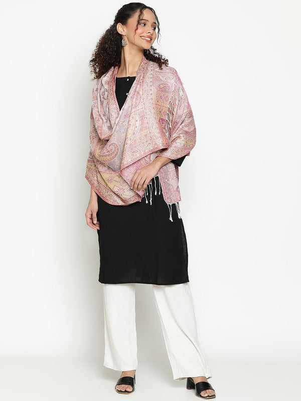 Printed Light Purple Wool Scarf
