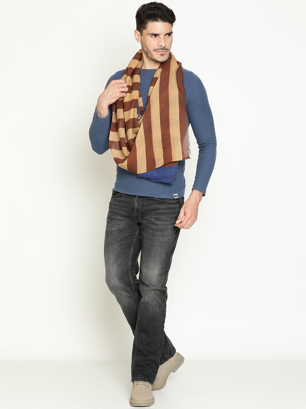 Caramel & Sand Striped wool stole
