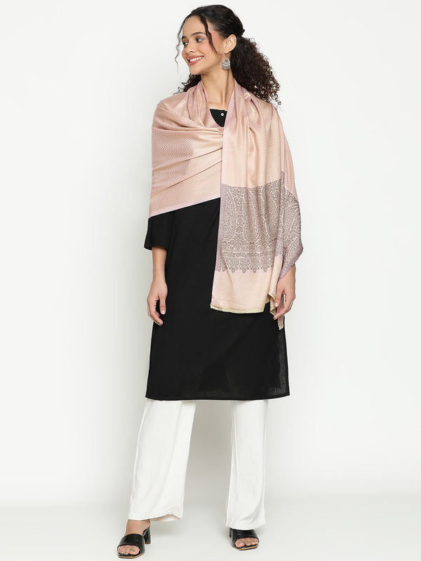 Pink Herringbone Weave Wool Stole