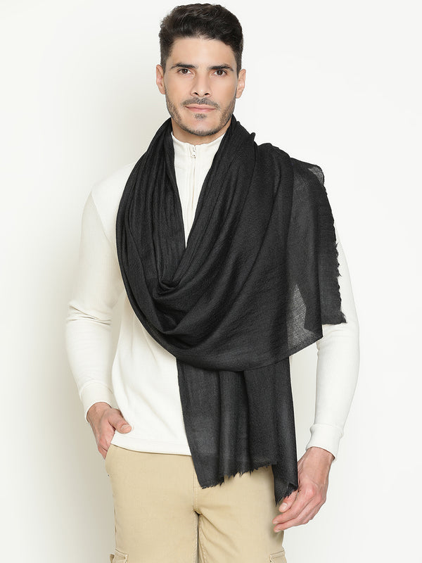 Black wool muffler for men