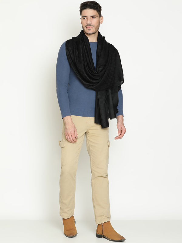 Black Checkered Weave wool muffler