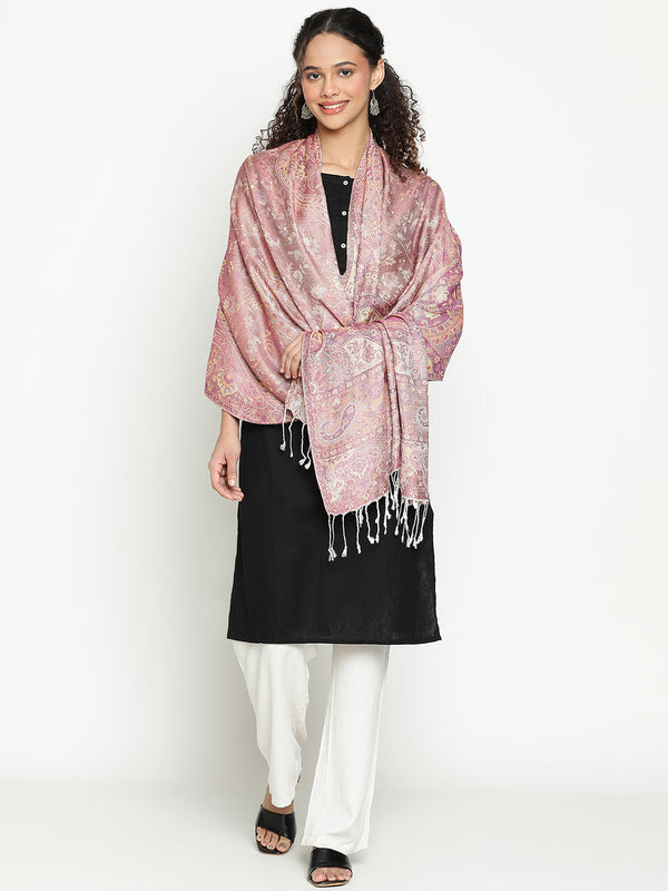 Printed Coral Red Wool Scarf