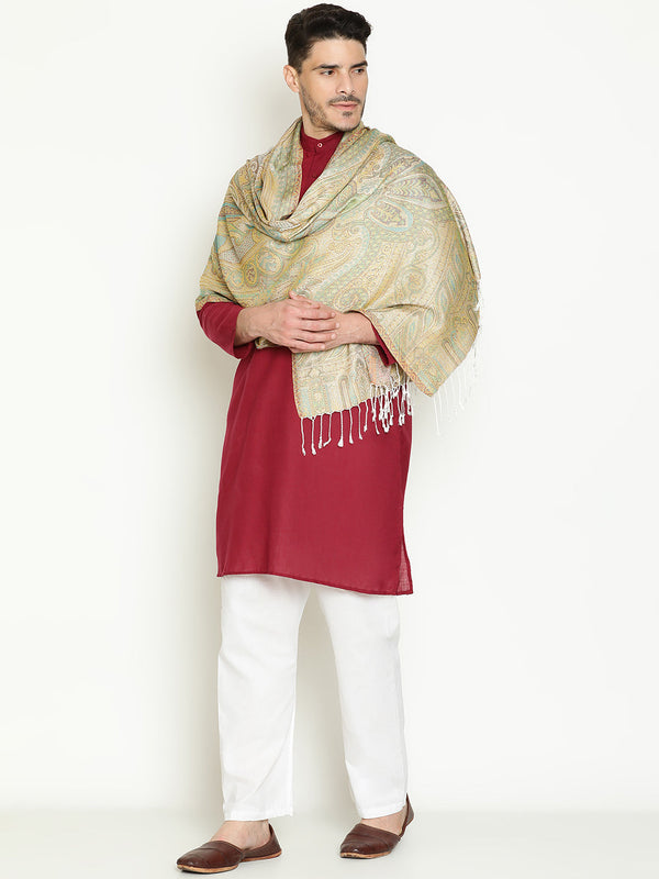 Paisley Light Green Wool Stole