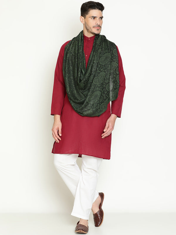 Paisley Olive Wool Lohi Shawls
