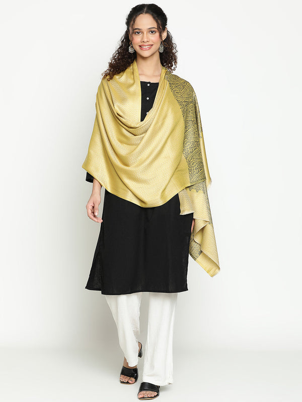 Yellow Herringbone Weave Wool Stole