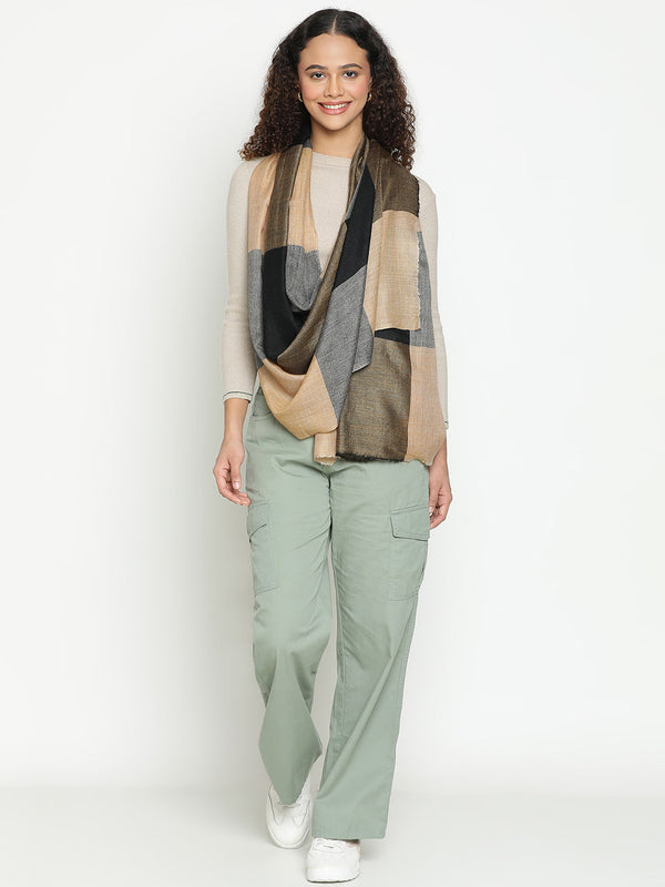 Big-Check  Mustard Wool Stole