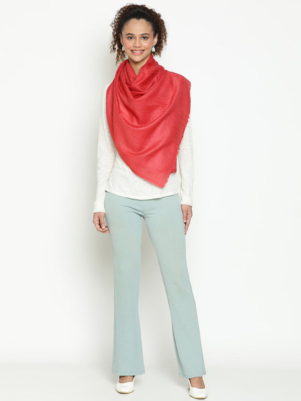 Red Diamond Weave Wool  Scarf