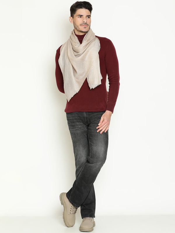 Beige wool muffler for men