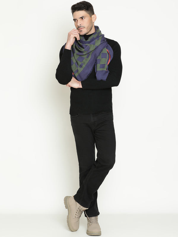 Green Navy Checks wool muffler