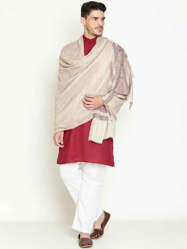 Beige Kullu Weave Borders wool Lohi
