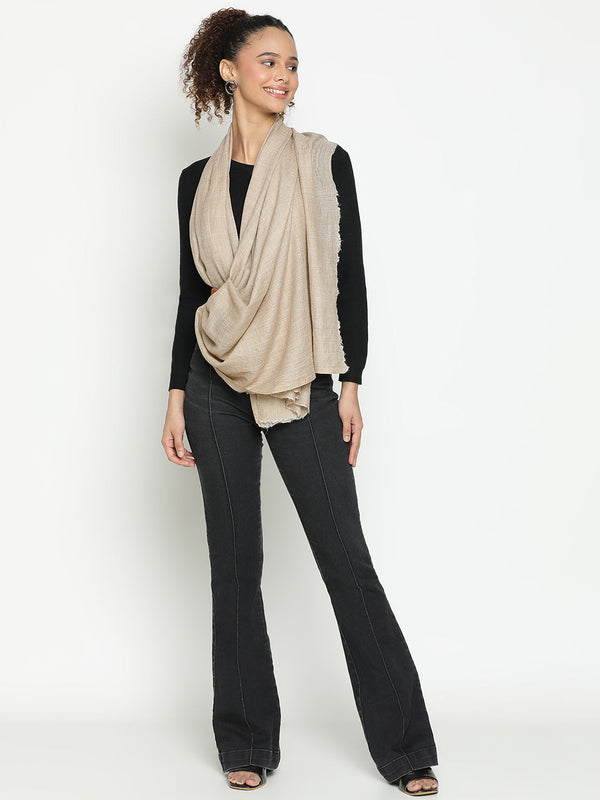 Beige Diamond Weave Wool Scarf
