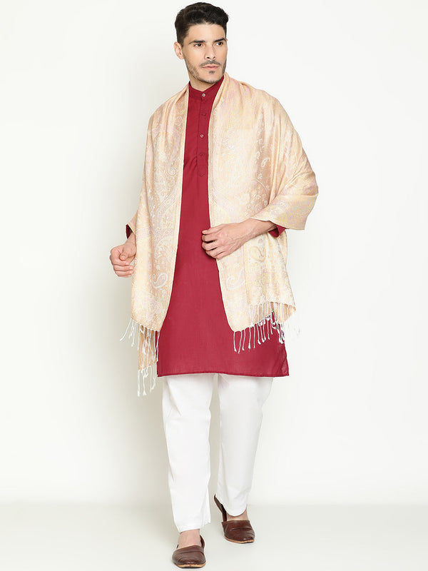 Paisley light yellow wool stole