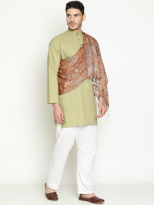 Paisley Brown Beige Wool Stole