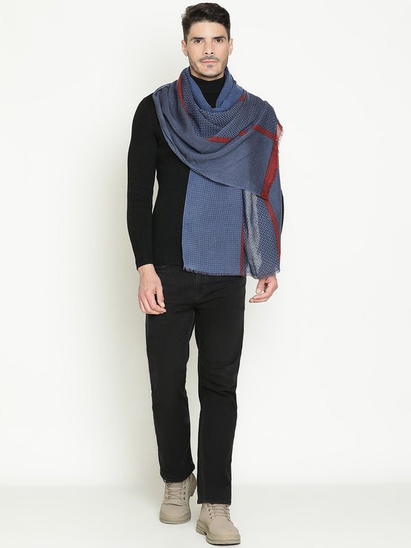 Printed Navy & Black wool muffler