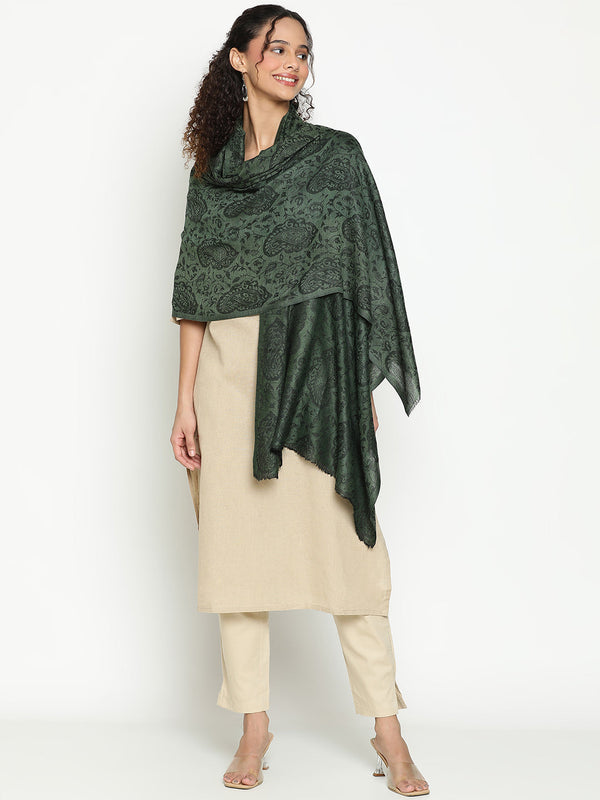 Paisley Olive wool Scarf
