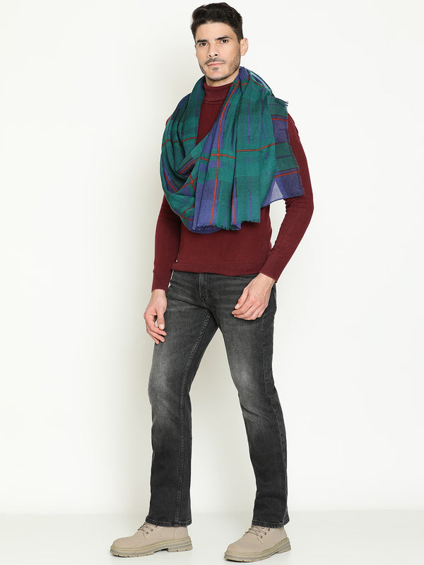 Navy Green Checks wool muffler