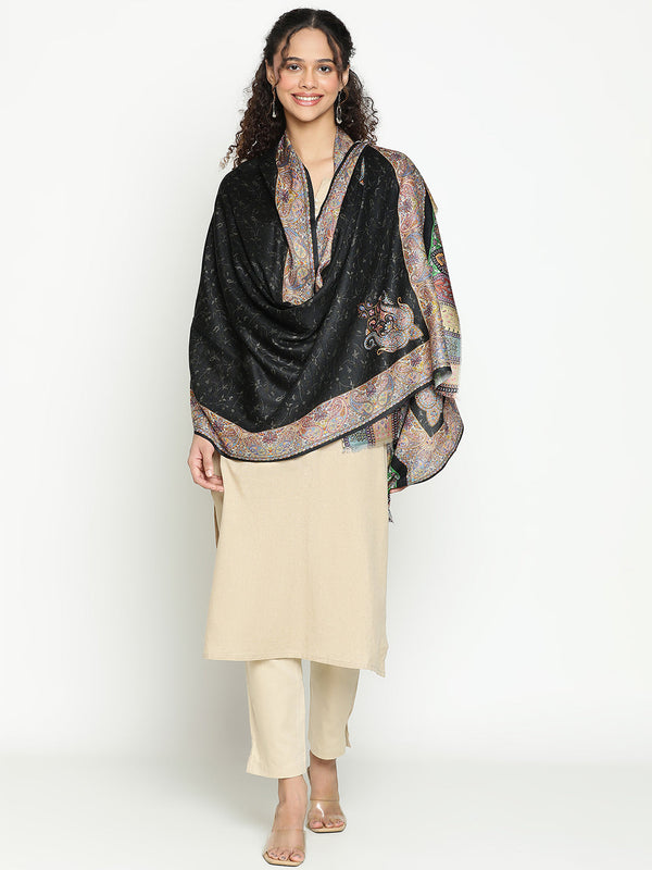Midnight Black Wool Scarf