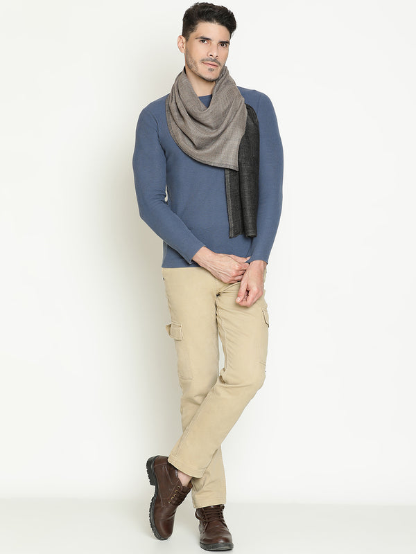 Reversible Grey Black wool muffler