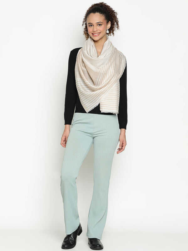 Reversible Toosh Ivory wool Stole