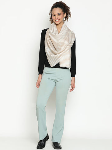 Reversible Toosh Ivory wool Stole