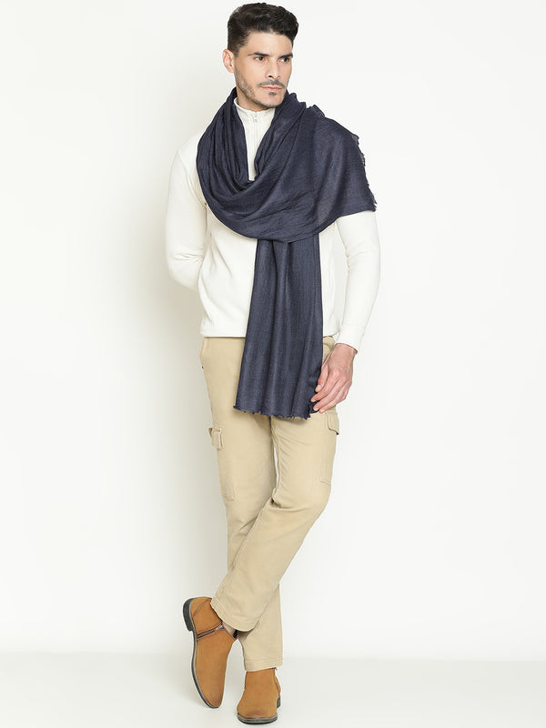 Navy wool muffler for men
